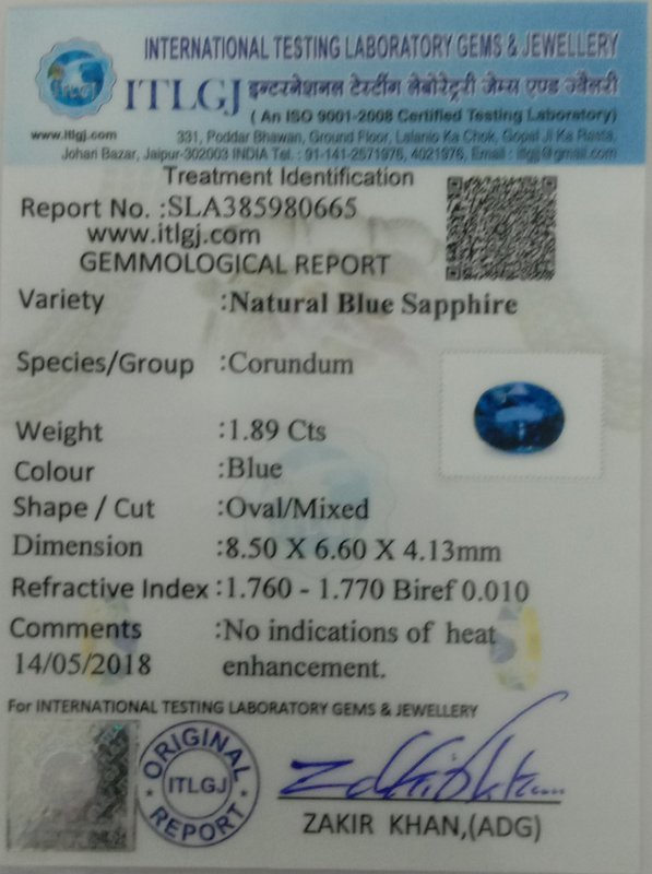 Blue Sapphire - 1.89 Carat