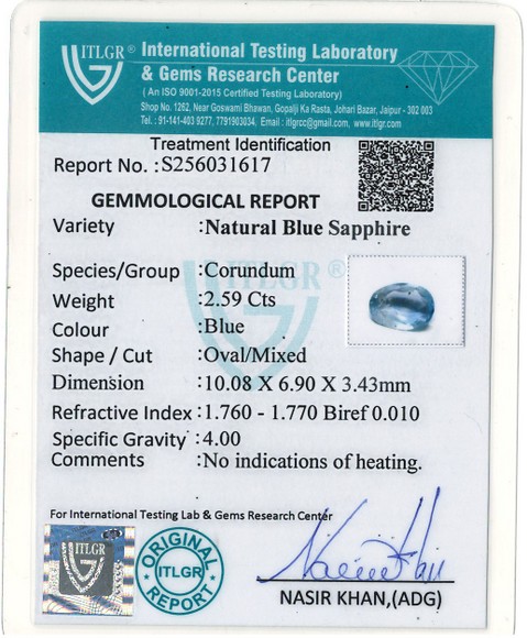 Blue Sapphire - 2.59 Carat