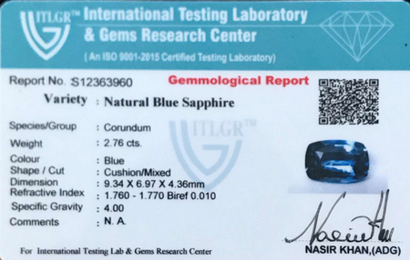 Blue Sapphire - 2.76 Carat