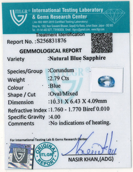 Blue Sapphire - 2.79 Carat