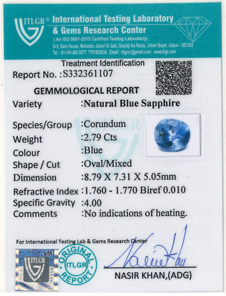 Blue Sapphire - 2.79 Carat