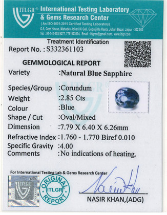 Blue Sapphire - 2.85 Carat