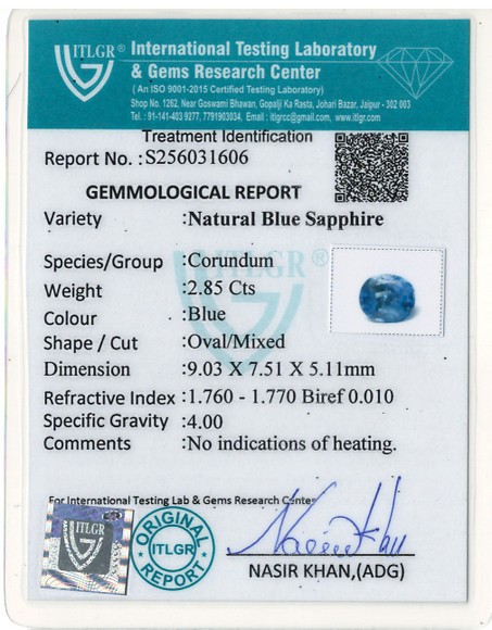 Blue Sapphire - 2.85 Carat