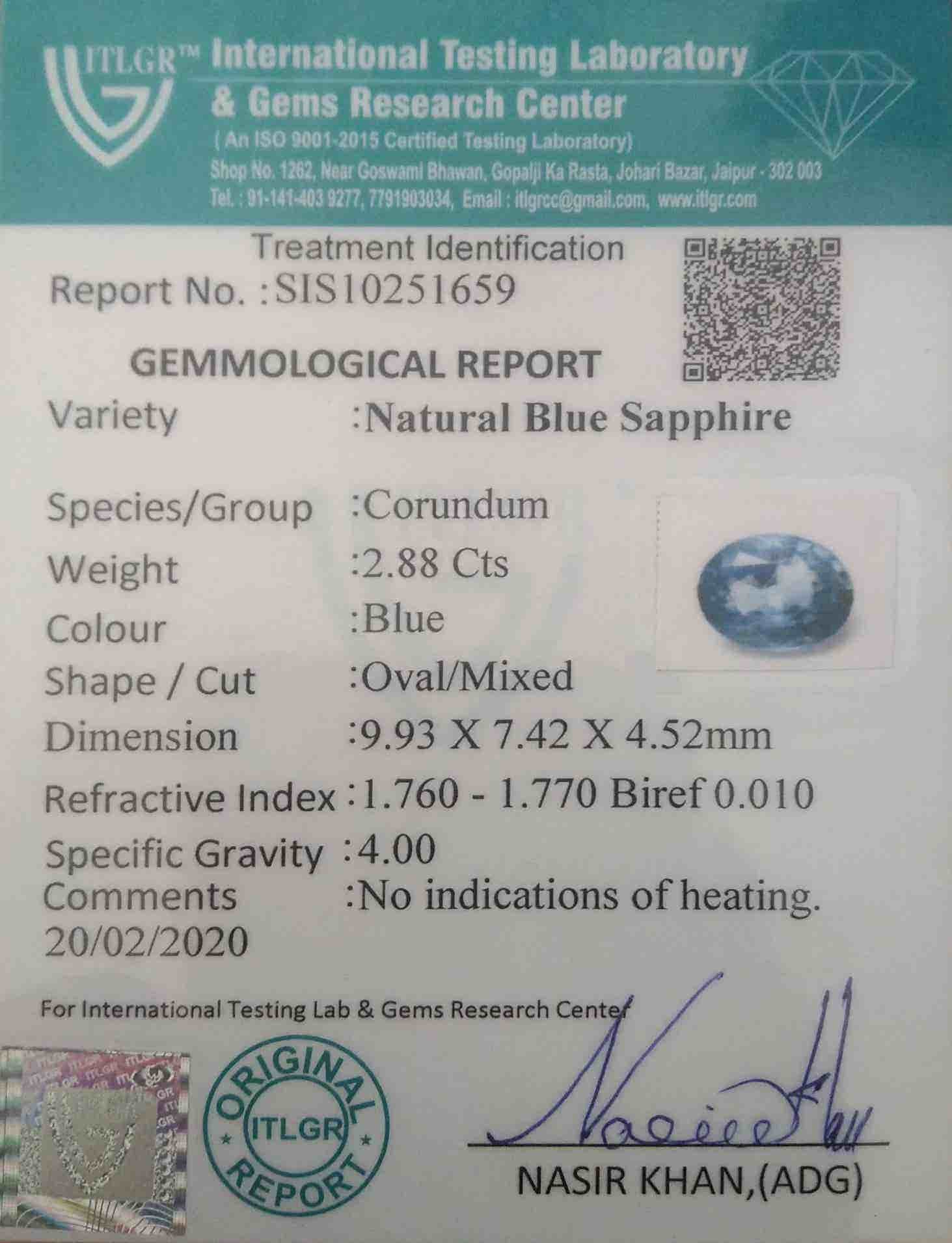 Blue Sapphire - 2.88 Carat