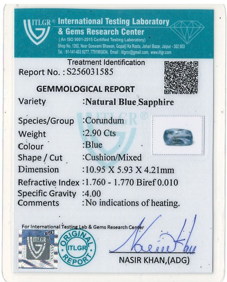Blue Sapphire - 2.9 Carat