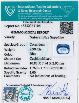 Blue Sapphire - 2.9 Carat