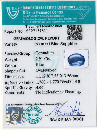 Blue Sapphire - 2.91 Carat