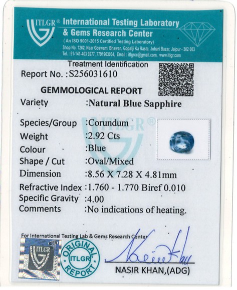 Blue Sapphire - 2.92 Carat