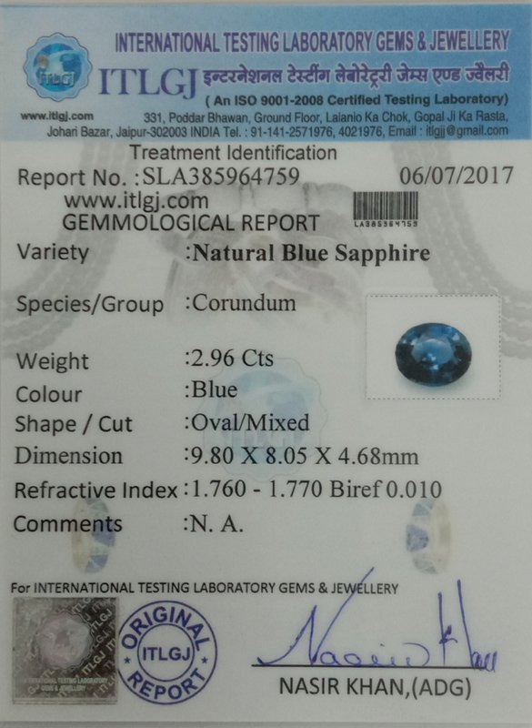 Blue Sapphire - 2.96 Carat