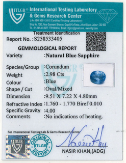 Blue Sapphire - 2.98 Carat