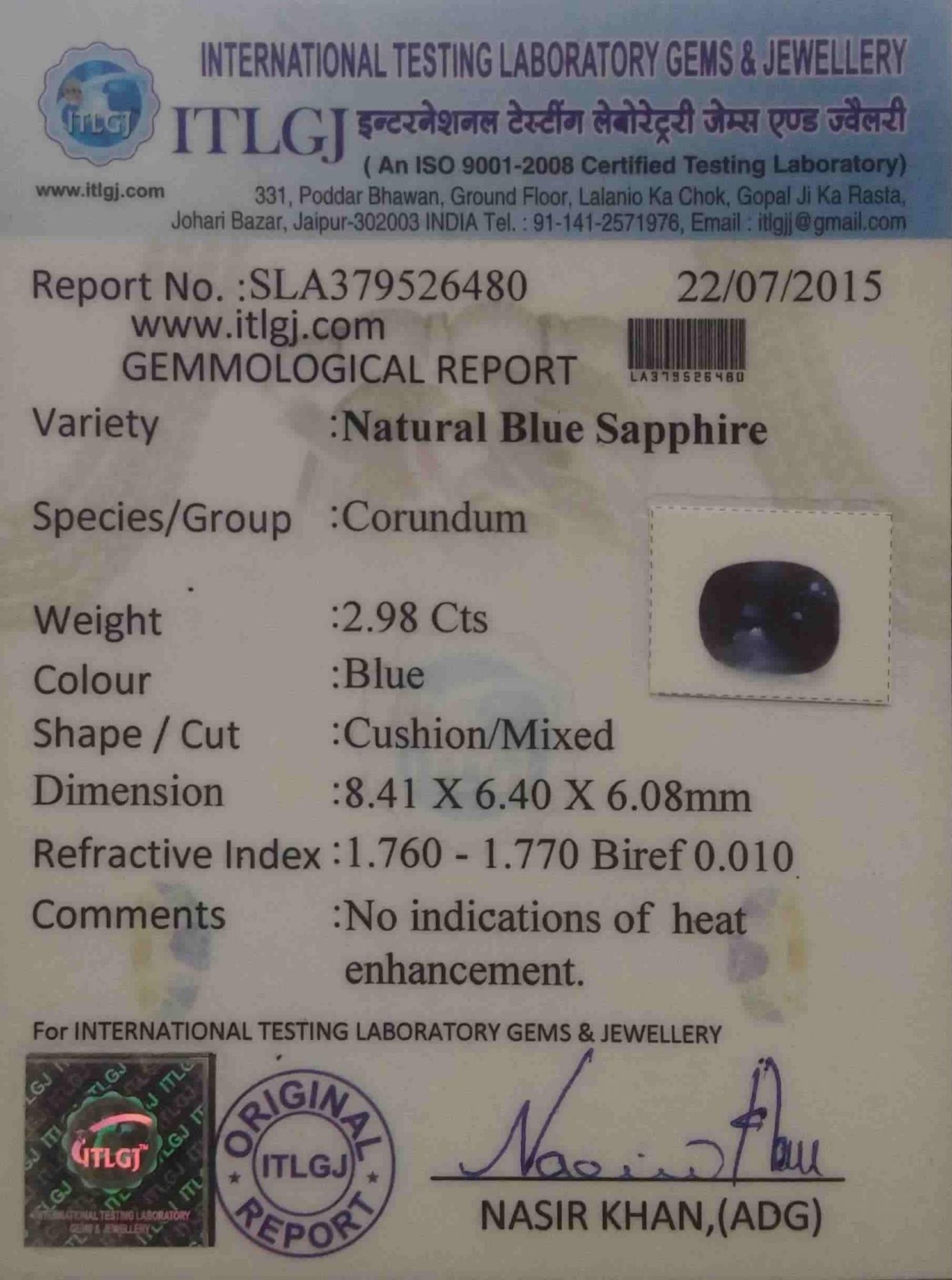 Blue Sapphire - 2.98 Carat