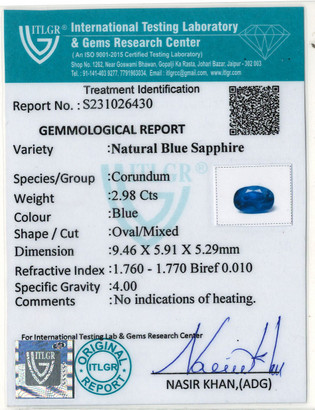 Blue Sapphire - 2.98 Carat