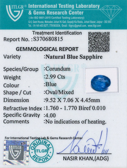 Blue Sapphire - 2.99 Carat