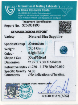 Blue Sapphire - 3.01 Carat
