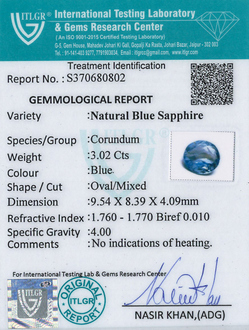 Blue Sapphire - 3.02 Carat