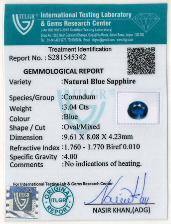 Blue Sapphire - 3.04 Carat