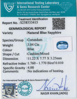Blue Sapphire - 3.04 Carat