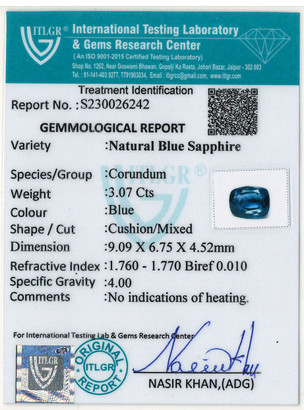 Blue Sapphire - 3.07 Carat