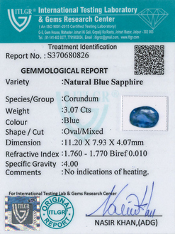 Blue Sapphire - 3.07 Carat
