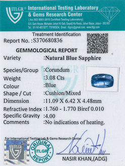 Blue Sapphire - 3.08 Carat