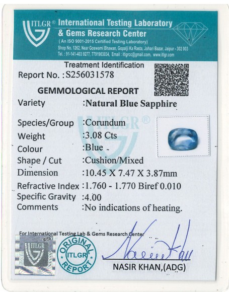 Blue Sapphire - 3.08 Carat