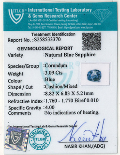 Blue Sapphire - 3.09 Carat