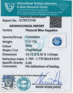 Blue Sapphire - 3.11 Carat