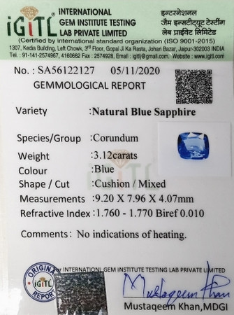 Blue Sapphire - 3.12 Carat