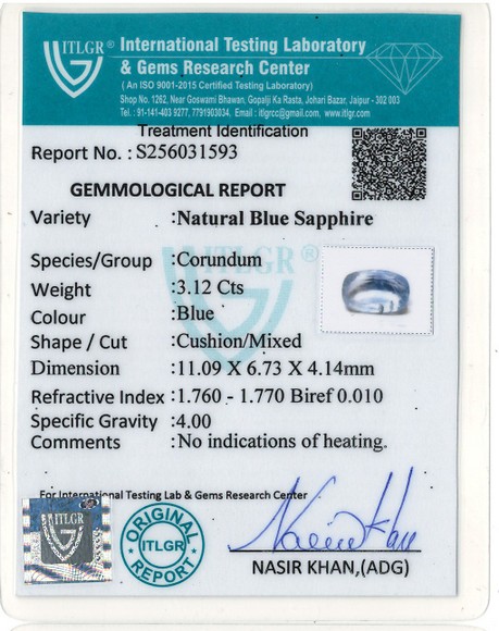 Blue Sapphire - 3.12 Carat