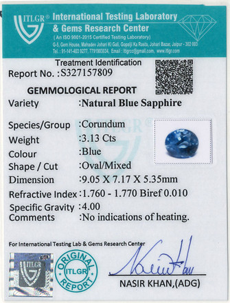 Blue Sapphire - 3.13 Carat