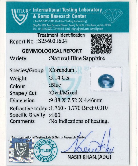 Blue Sapphire - 3.14 Carat
