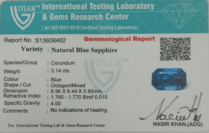 Blue Sapphire - 3.14 Carat
