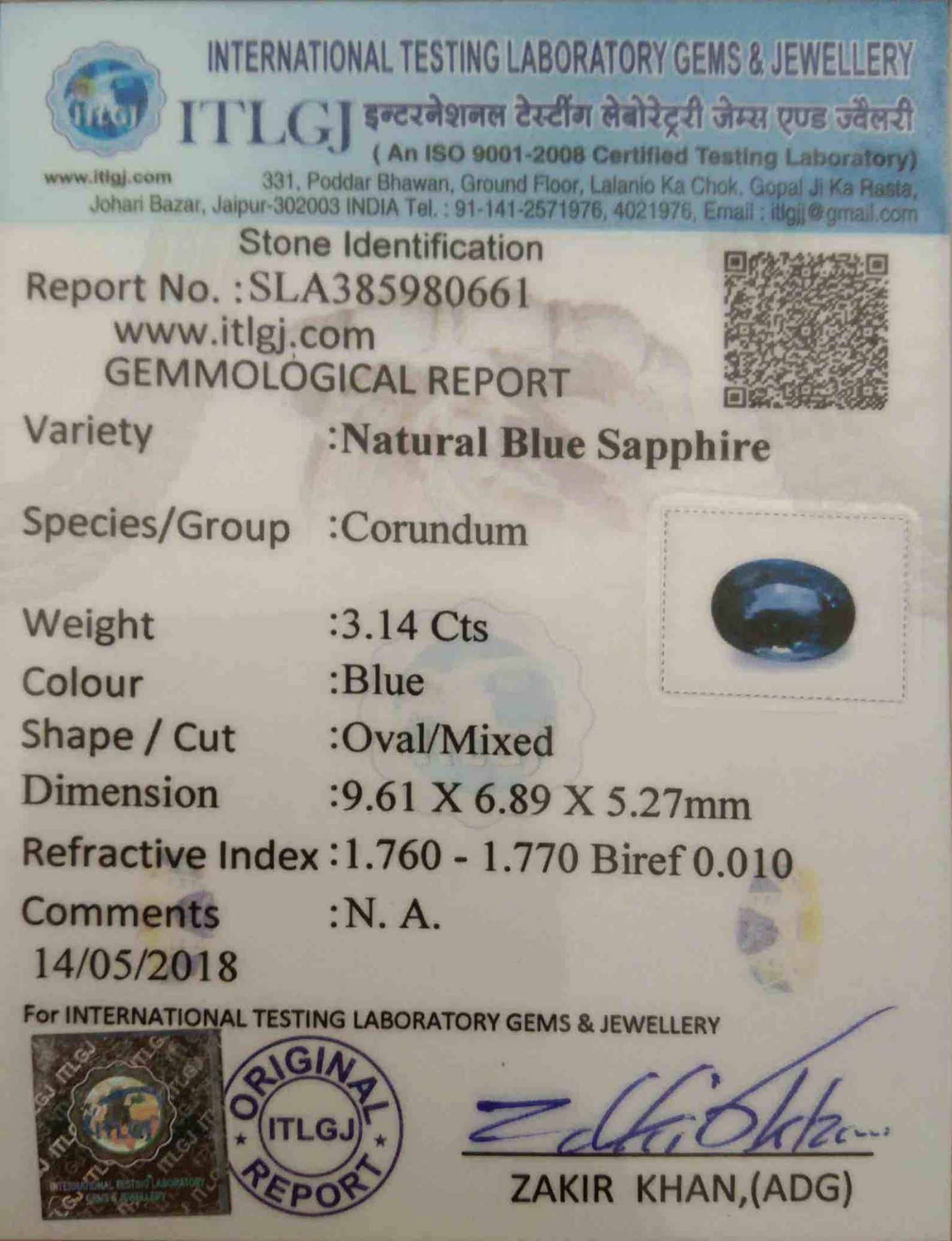 Blue Sapphire - 3.14 Carat