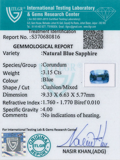 Blue Sapphire - 3.15 Carat