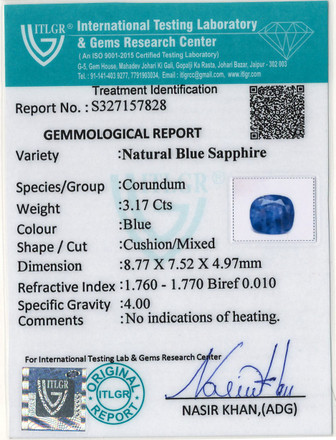 Blue Sapphire - 3.17 Carat