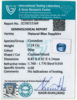 Blue Sapphire - 3.18 Carat