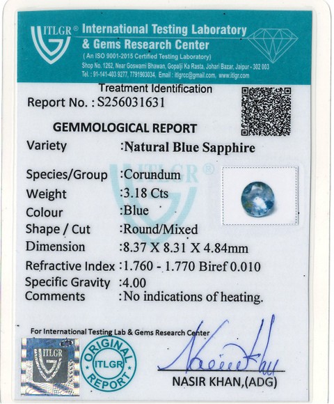 Blue Sapphire - 3.18 Carat