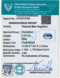 Blue Sapphire - 3.18 Carat