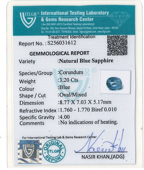 Blue Sapphire - 3.2 Carat