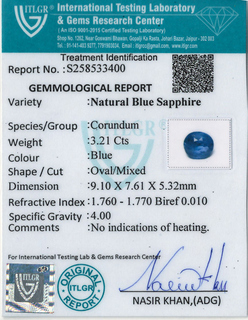 Blue Sapphire - 3.21 Carat