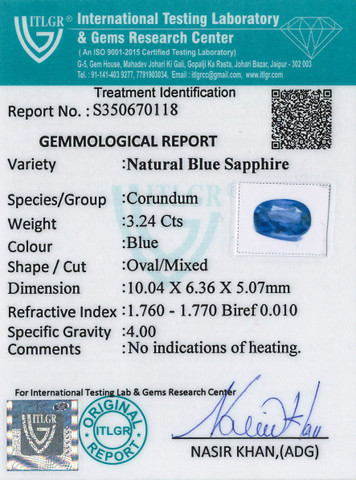 Blue Sapphire - 3.24 Carat