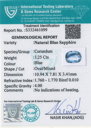 Blue Sapphire - 3.25 Carat