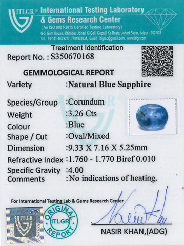 Blue Sapphire - 3.26 Carat