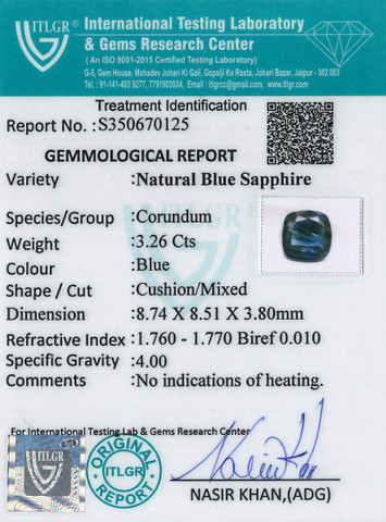 Blue Sapphire - 3.26 Carat