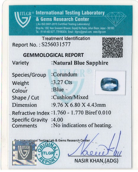 Blue Sapphire - 3.27 Carat