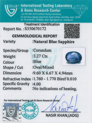 Blue Sapphire - 3.27 Carat