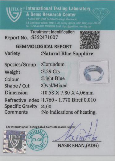 Blue Sapphire - 3.29 Carat