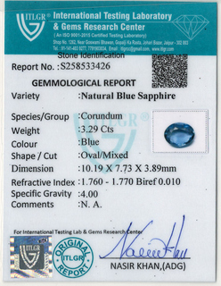 Blue Sapphire - 3.29 Carat