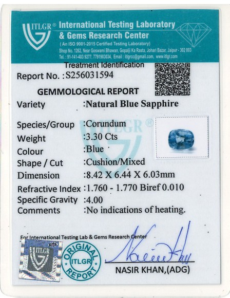 Blue Sapphire - 3.30 Carat