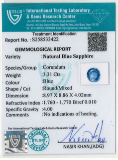 Blue Sapphire - 3.31 Carat